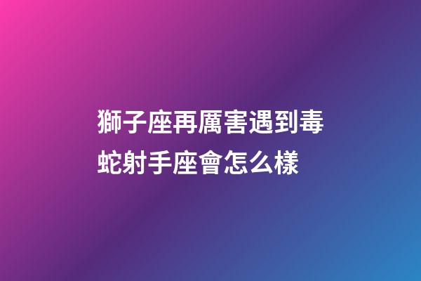 獅子座再厲害遇到毒蛇射手座會怎么樣-第1張-星座運勢-玄機派
