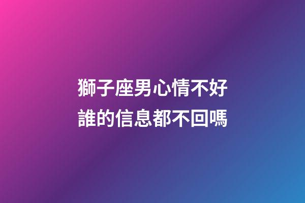 獅子座男心情不好誰的信息都不回嗎-第1張-星座運勢-玄機派