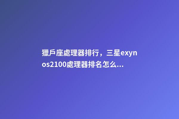 獵戶座處理器排行，三星exynos2100處理器排名怎么樣-第1張-觀點-玄機派