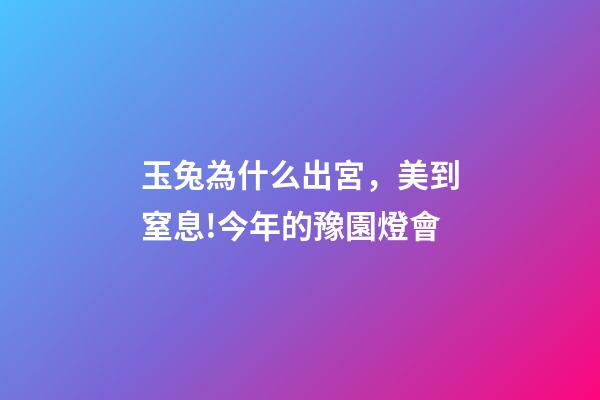 玉兔為什么出宮，美到窒息!今年的豫園燈會-第1張-觀點-玄機派