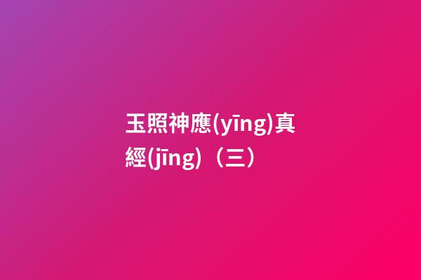 玉照神應(yīng)真經(jīng)（三）