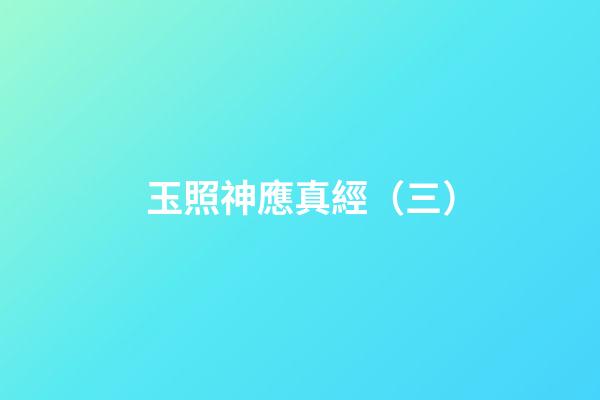 玉照神應真經（三）