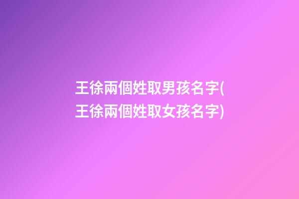王徐兩個姓取男孩名字(王徐兩個姓取女孩名字)