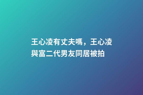 王心凌有丈夫嗎，王心凌與富二代男友同居被拍