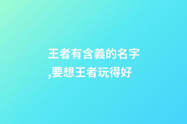 王者有含義的名字,要想王者玩得好-第1張-觀點-玄機派