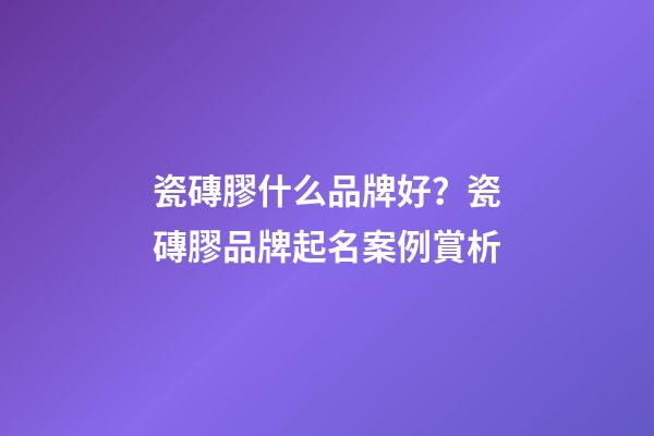 瓷磚膠什么品牌好？瓷磚膠品牌起名案例賞析-第1張-商標(biāo)起名-玄機(jī)派