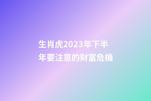 生肖虎2023年下半年要注意的財富危機