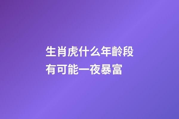 生肖虎什么年齡段有可能一夜暴富