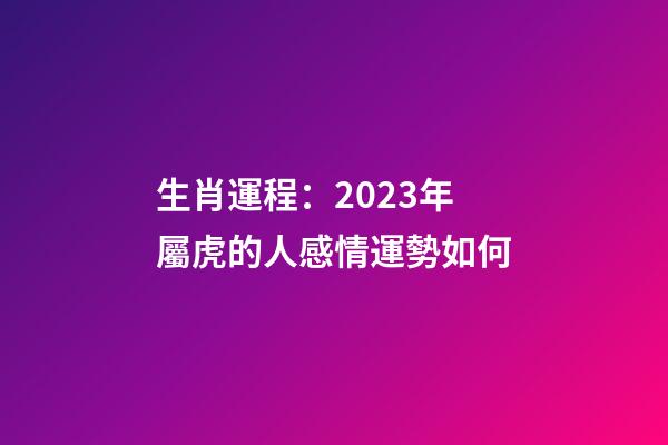 生肖運程：2023年屬虎的人感情運勢如何