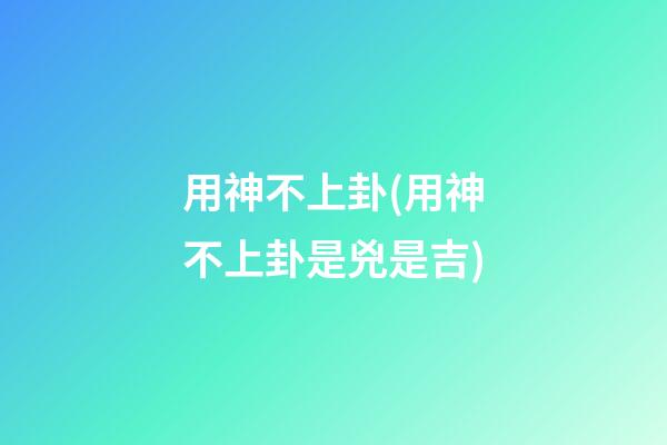 用神不上卦(用神不上卦是兇是吉)