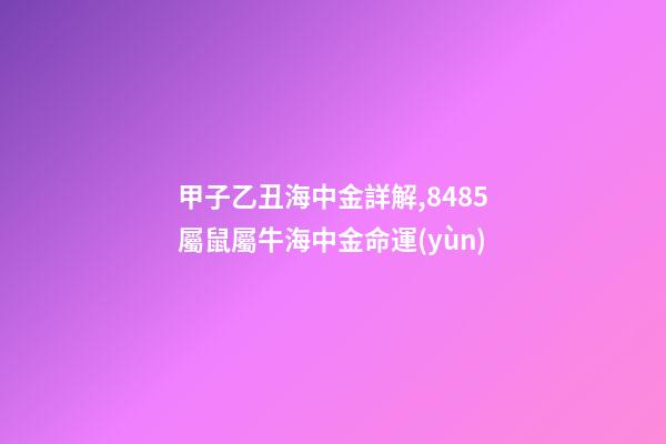 甲子乙丑海中金詳解,84/85屬鼠屬牛海中金命運(yùn)
