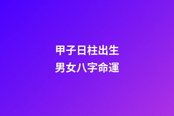 甲子日柱出生男女八字命運