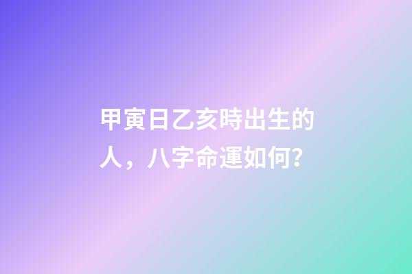 甲寅日乙亥時出生的人，八字命運如何？