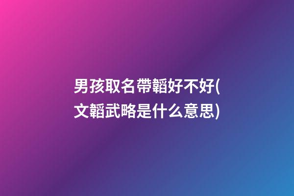 男孩取名帶韜好不好(文韜武略是什么意思)