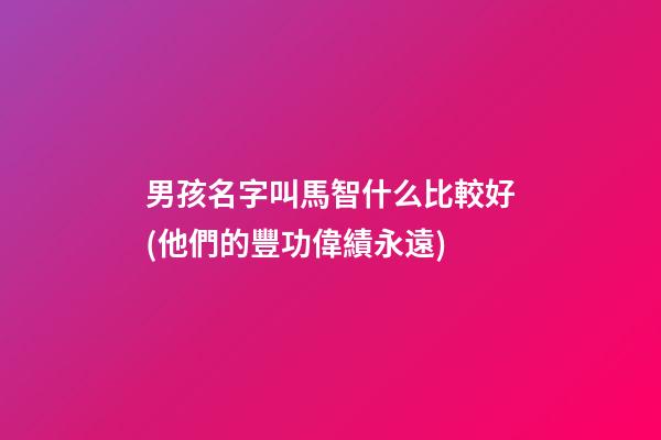 男孩名字叫馬智什么比較好(他們的豐功偉績永遠)