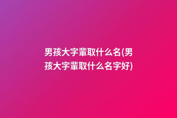 男孩大字輩取什么名(男孩大字輩取什么名字好)