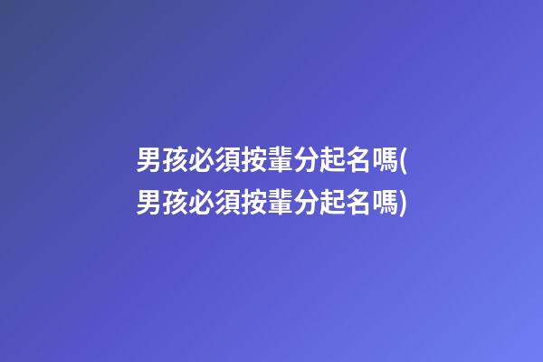 男孩必須按輩分起名嗎(男孩必須按輩分起名嗎)