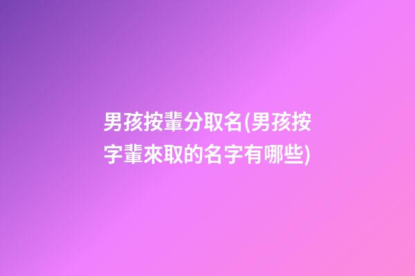 男孩按輩分取名(男孩按字輩來取的名字有哪些)