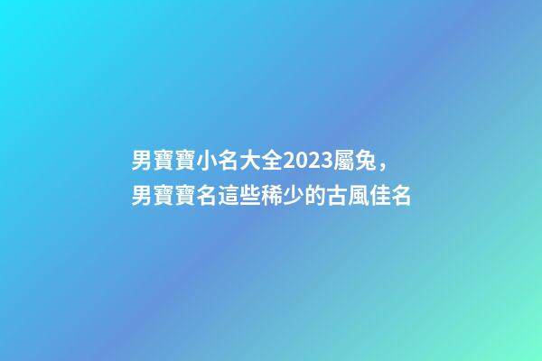 男寶寶小名大全2023屬兔，男寶寶名這些稀少的古風佳名-第1張-觀點-玄機派