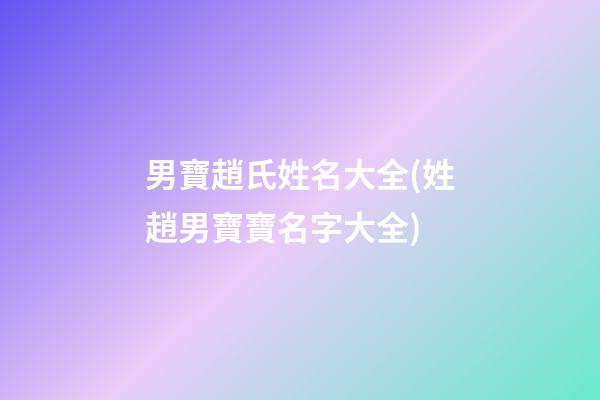 男寶趙氏姓名大全(姓趙男寶寶名字大全)