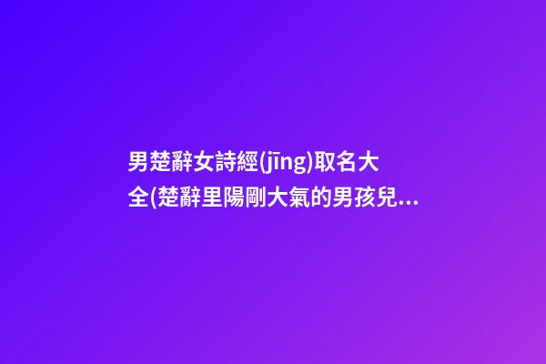 男楚辭女詩經(jīng)取名大全(楚辭里陽剛大氣的男孩兒名字)