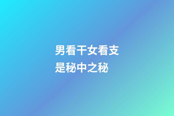 男看干女看支是秘中之秘