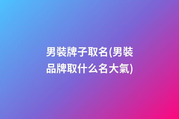 男裝牌子取名(男裝品牌取什么名大氣)