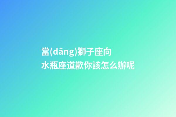 當(dāng)獅子座向水瓶座道歉你該怎么辦呢