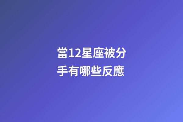 當12星座被分手有哪些反應