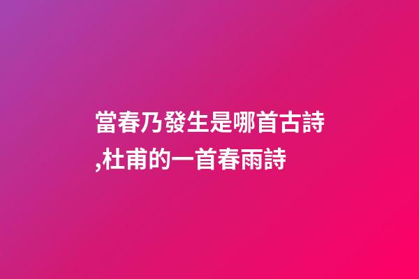 當春乃發生是哪首古詩,杜甫的一首春雨詩-第1張-觀點-玄機派