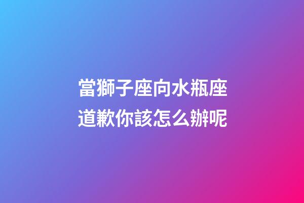 當獅子座向水瓶座道歉你該怎么辦呢-第1張-星座運勢-玄機派