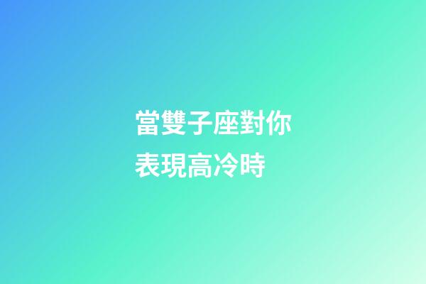 當雙子座對你表現高冷時-第1張-星座運勢-玄機派