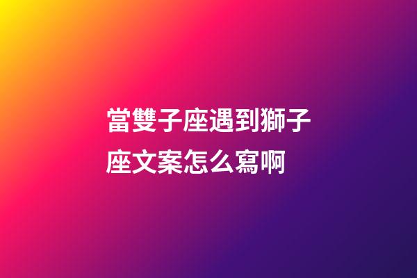 當雙子座遇到獅子座文案怎么寫啊-第1張-星座運勢-玄機派