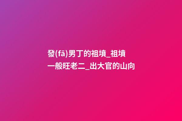 發(fā)男丁的祖墳_祖墳一般旺老二_出大官的山向