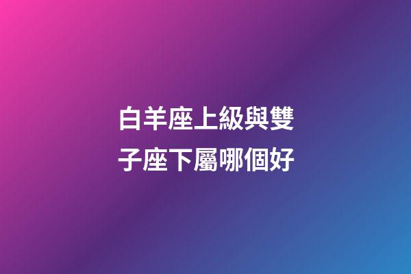 白羊座上級與雙子座下屬哪個好-第1張-星座運勢-玄機派