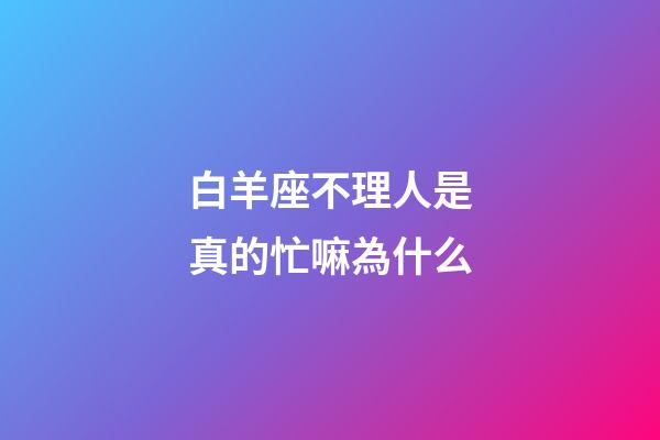 白羊座不理人是真的忙嘛為什么-第1張-星座運勢-玄機派