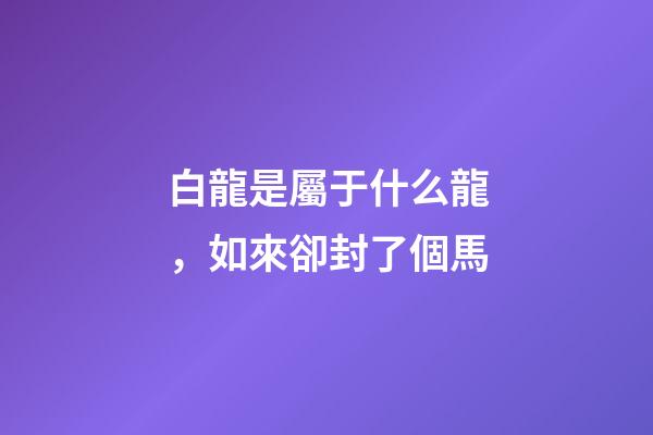 白龍是屬于什么龍，如來卻封了個馬-第1張-觀點-玄機派