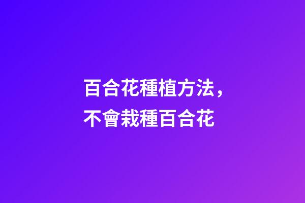 百合花種植方法，不會栽種百合花-第1張-觀點-玄機派