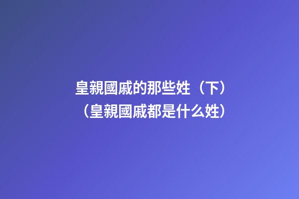 皇親國戚的那些姓（下）（皇親國戚都是什么姓）