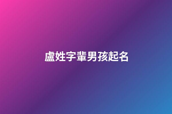 盧姓字輩男孩起名(盧姓男孩起名大全2023)-第1張-男孩起名-玄機派