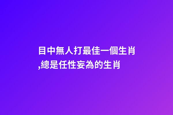 目中無人打最佳一個生肖,總是任性妄為的生肖-第1張-觀點-玄機派