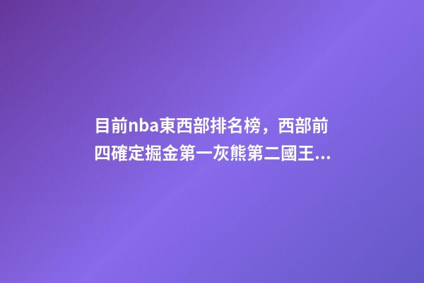 目前nba東西部排名榜，西部前四確定掘金第一灰熊第二國王第三太陽第四-第1張-觀點(diǎn)-玄機(jī)派