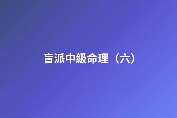 盲派中級命理（六）