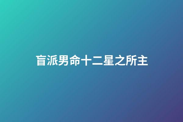 盲派男命十二星之所主