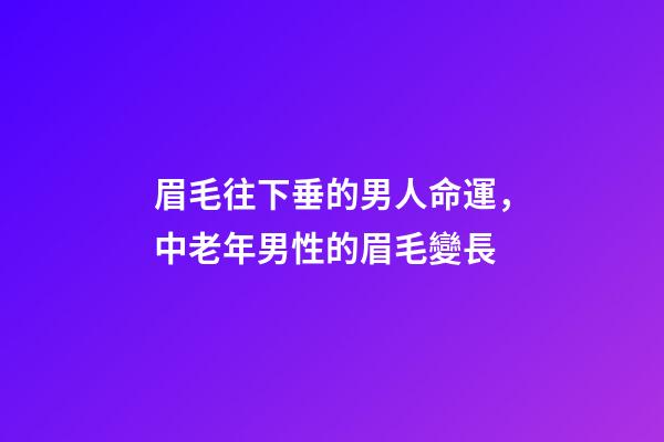 眉毛往下垂的男人命運，中老年男性的眉毛變長-第1張-觀點-玄機派