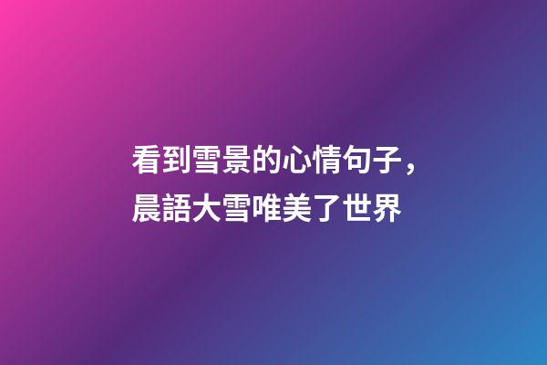看到雪景的心情句子，晨語大雪唯美了世界-第1張-觀點-玄機派