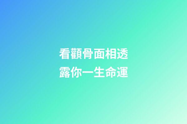 看顴骨面相透露你一生命運