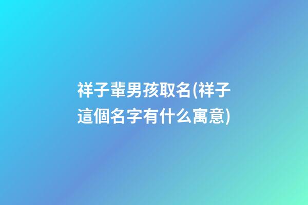祥子輩男孩取名(祥子這個名字有什么寓意)