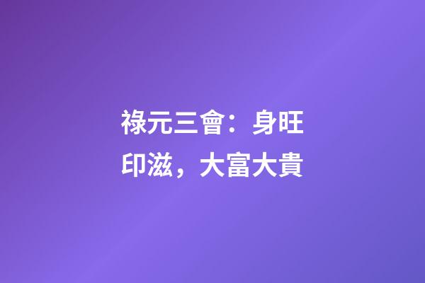 祿元三會：身旺印滋，大富大貴