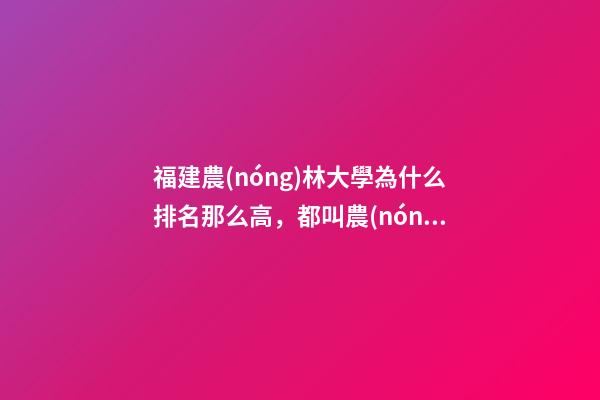 福建農(nóng)林大學為什么排名那么高，都叫農(nóng)業(yè)大學-第1張-觀點-玄機派